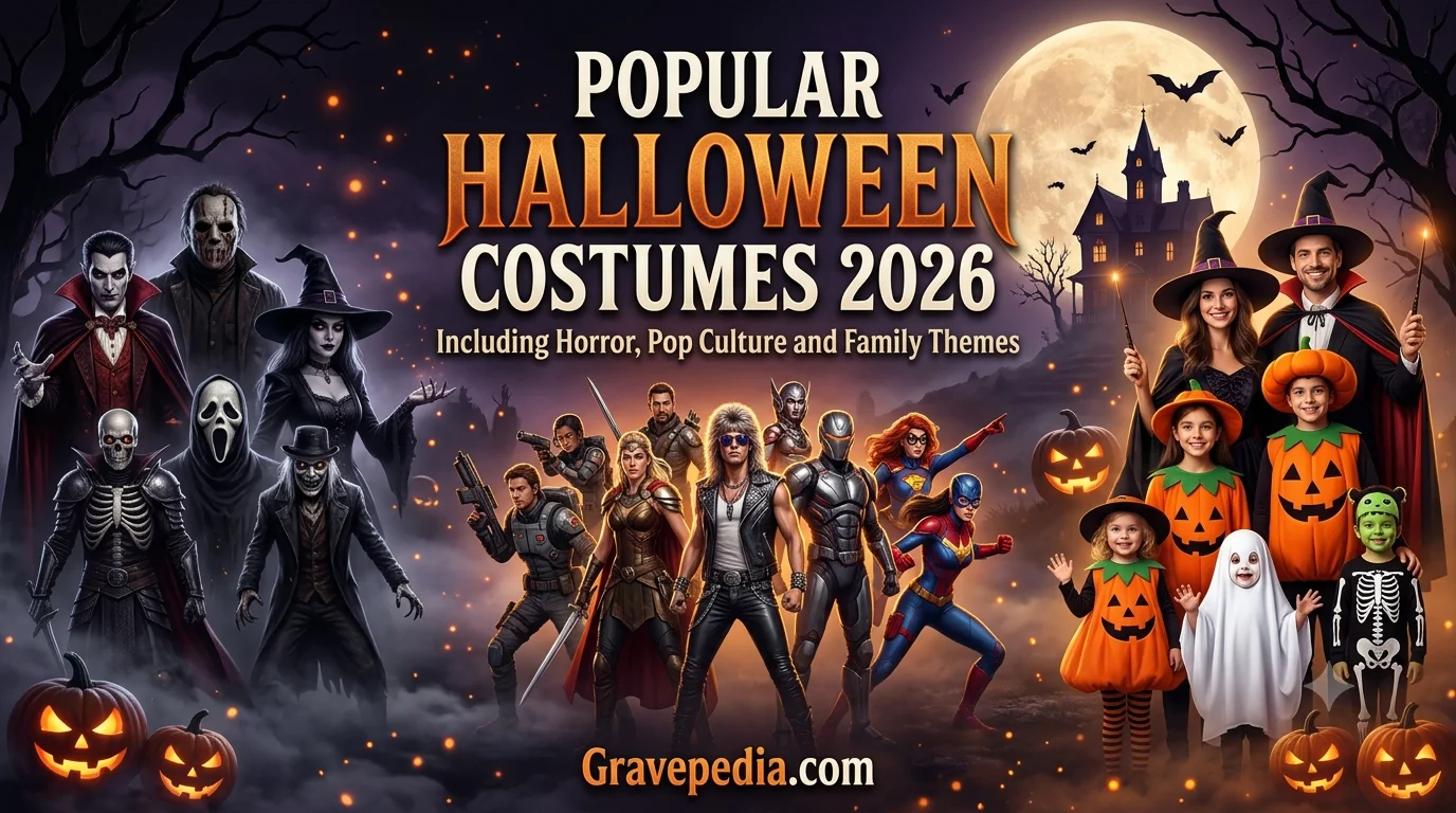 Popular Halloween costumes for 2026 including horror, pop culture and family themes