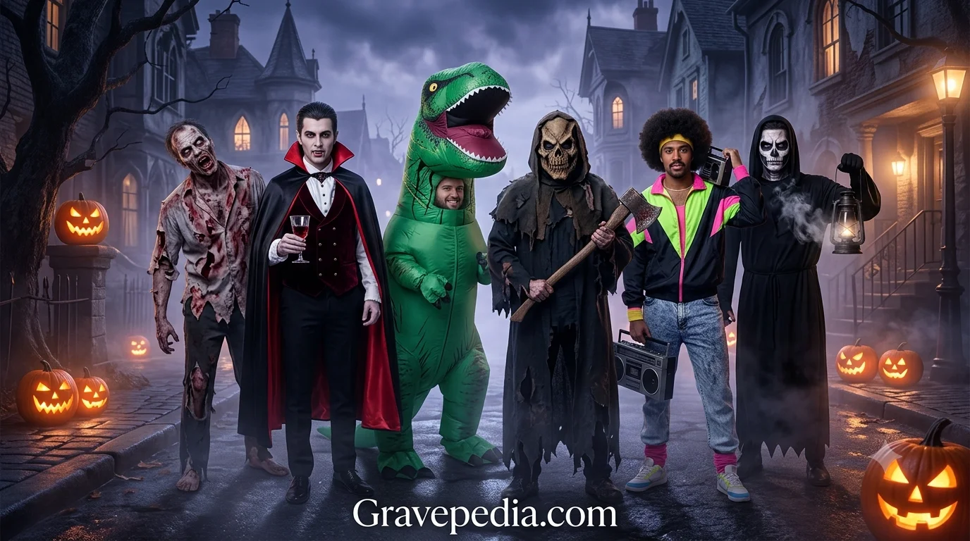 Popular Halloween costume ideas for men in 2026 including funny and horror looks