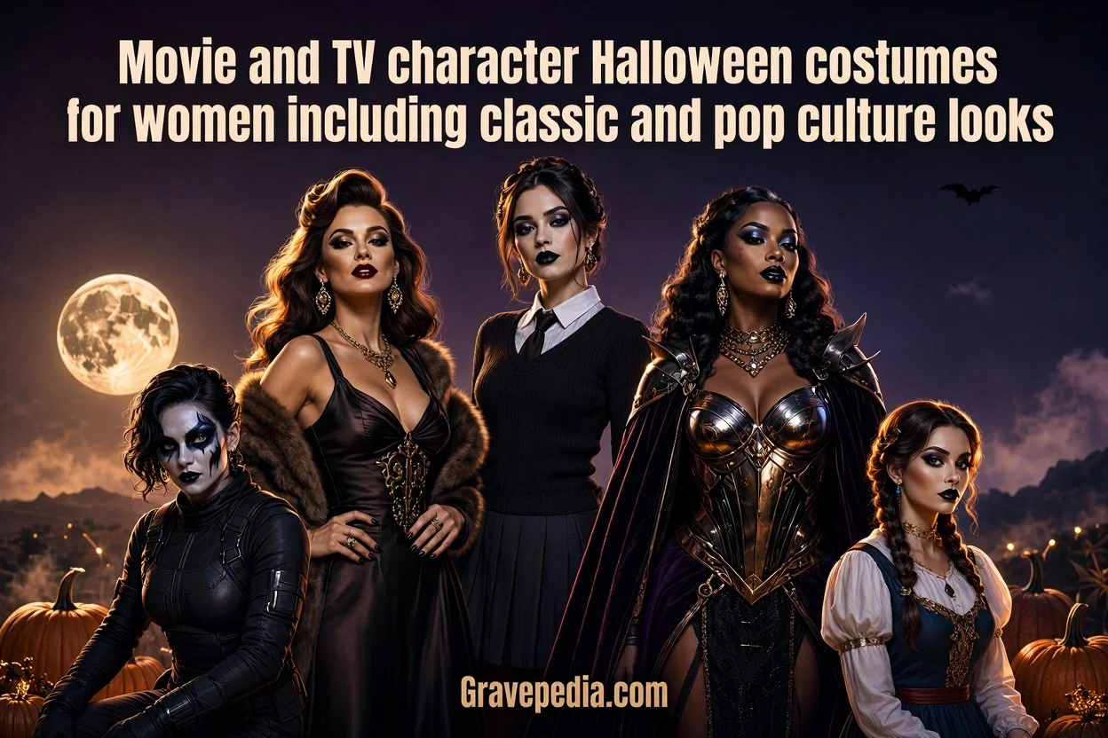 Movie and TV character Halloween costumes for women including classic and pop culture looks